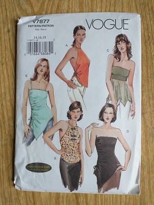 Vogue Easy Sewing Pattern V7877 Size 14 16 18 Close-fitting Tops for Knits UC FF