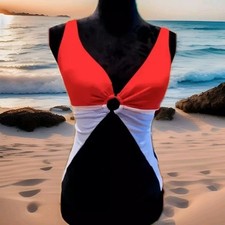 Tommy Hilfiger Elegance: Brand New Color-Block One-Piece Swimsuit