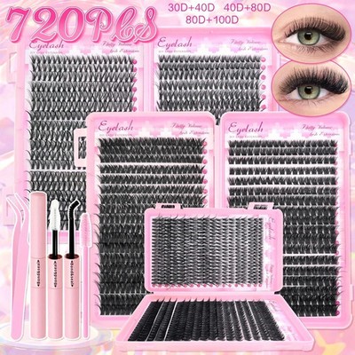 DIY Lash Extension Kit Clusters Individual Eyelashes 720 pcs