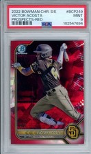 2022 BOWMAN CHROME SAPPHIRE VICTOR ACOSTA #BCP-249 RED REFRACTOR #/5 PSA 9