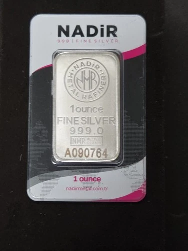 1 oz 999 Silver Bar - Nadir Metal Rafineri - Sealed in Assay Card Serial Numbers