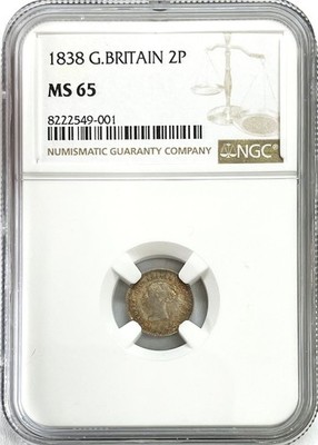 1838 SILVER GREAT BRITAIN 2 PENCE QUEEN VICTORIA COIN NGC MINT