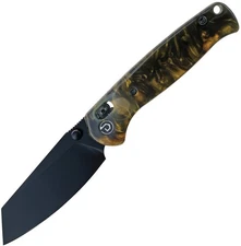 Defcon Artifact Axis Lock Black & Gold Resin Folding 14C28N Pocket Knife 024BKGD