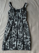 GUESS Corset Dress Black White Floral Print Sleeveless Size 6