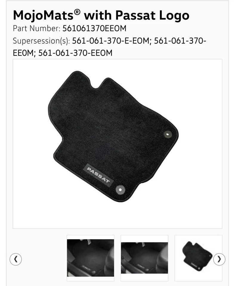 Alfombrillas alfombrillas Volkswagen VW Passat Mojomats 2022-2020 561-061-370-E-EOM OEM nuevas Foto 2 de 4