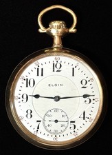 Elgin BW Raymond 21j Pocket Watch 50mm Gold Filled Open Face Engraved As Is READ