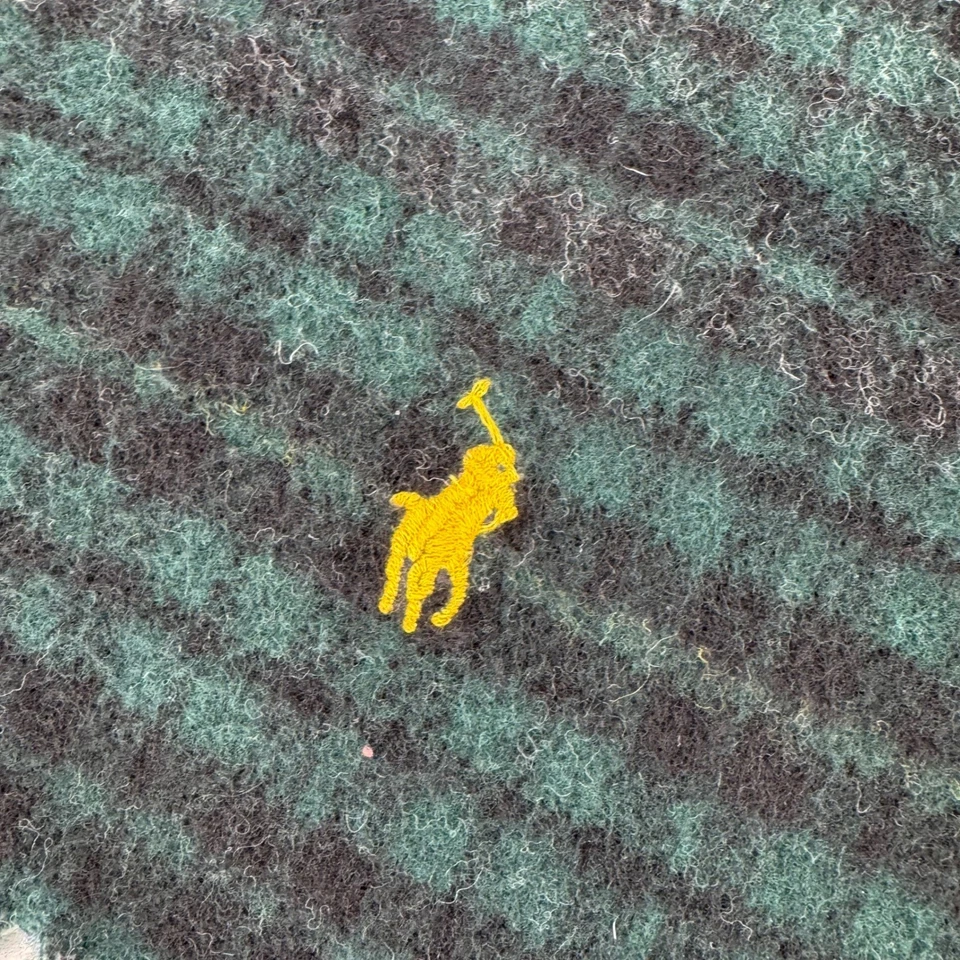 Polo Ralph Lauren Hecho en Italia Tartán Lana Bufanda Pony Logo Italiano Azul Marino Verde Foto 4 de 4
