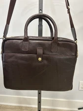 Mark & Graham brown pebble grain leather satchel w/ brushed gold hardware