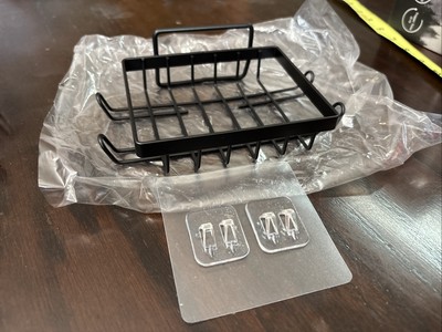 Wall Mounted Bathroom Shower Caddy Wire Basket Storage Shelf With 4 Hooks NEW