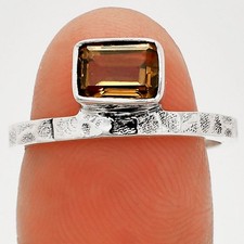 Natural Smoky Quartz - Brazil 925 Sterling Silver Ring s.7 Jewelry R-1037