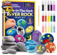 NATIONAL GEOGRAPHIC Glow in the Dark Rock Painting Kit - Arts & Crafts Kit for K