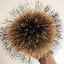 Hágalo usted mismo pompón de piel de zorro real sombrero de invierno cálido tejido visón lana bola pompón grande🔥