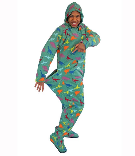 Adult Footie Pajama w Drop Seat Butt Flap Footed Onesie0
