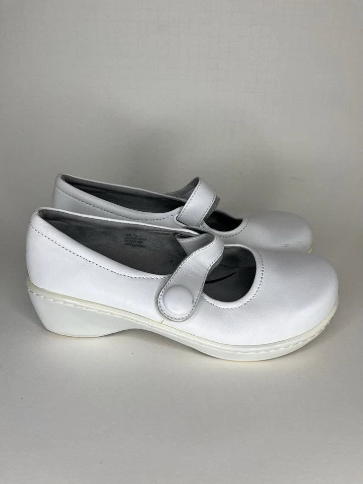 Zapatos klogs Maryjanes Mujer Talla 7M Cuero Blanco Antideslizante Foto 4 de 4