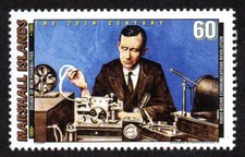 MARSHALL ISLANDS, SCOTT # 627-F, ERA OF RADIO BEGINS, INVENTOR GUGLIELMO MARCONI