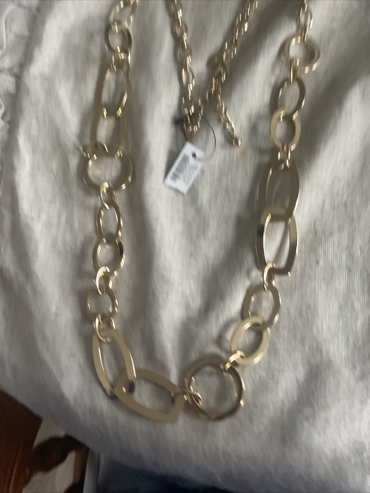 CHICO'S Statement Gold Tone Geometric Necklace 73… - image 1