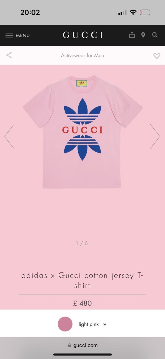 GUCCI × adidas コラボ Tシャツ ピンク XL トレフォイルロゴ GUCCI