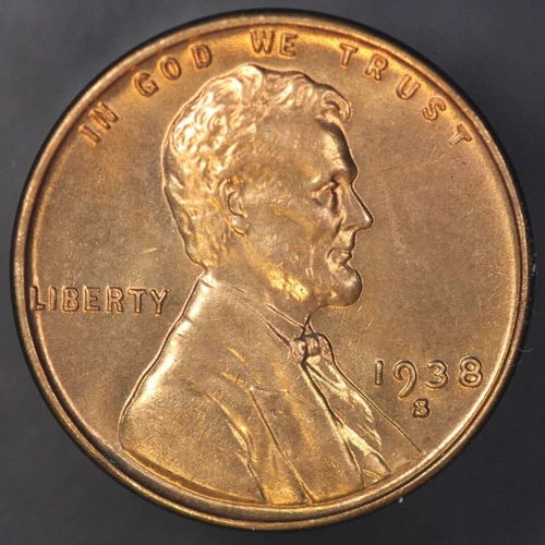 1938 S  LINCOLN CENT BU *SUPERGEM* FRESH FROM AN ORIGINAL ROLL-- LOT AA-8355