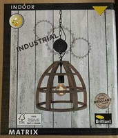 Brilliant Matrix - Pendelleuchte 34Cm E27 Antik Holz Schwarz Korund 99155/66