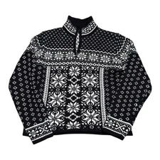 Obermeyer 1947 Signature 1/4 Zip Sweater Black White Women's Large Ski Winter