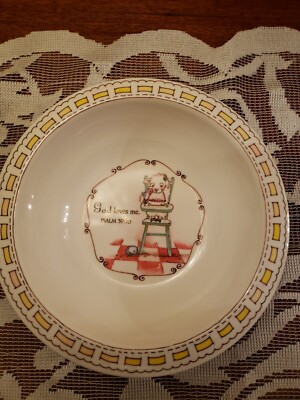 Really Woolly Lamb Lovey Child's Bowl God Loves Me Psalm 59:10 White 