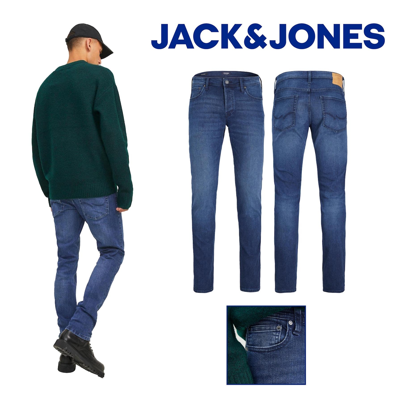 Jack & Jones Men's Jeans Slim Fit Denim Pants Low Rise Button Fly eBay