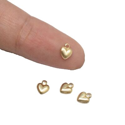 2 14K Gold Filled Tiny Love Heart Charms for Bracelet Necklace Jewelry Making