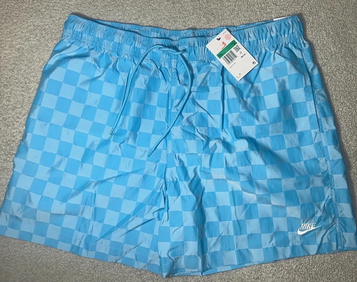 Nike Men's Checkers Club Flow Short, Color: Bright Blue, Size XL, New