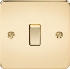 Knightsbridge Flat Plate Polished Brass Full Range, Switches, Sockets, Dimmers