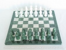 Green Marble Chess Set With Semi Precious Stone Marble Pieces, Christmas Eve