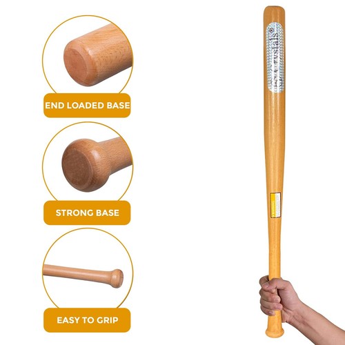 Top Quality Heavy Duty Wooden Baseball Rounders Lightweight Softball Bat 33" - Picture 5 of 5