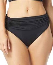 Carmen Marc Valvo Women Shirred Waist Bikini Bottom Black Small