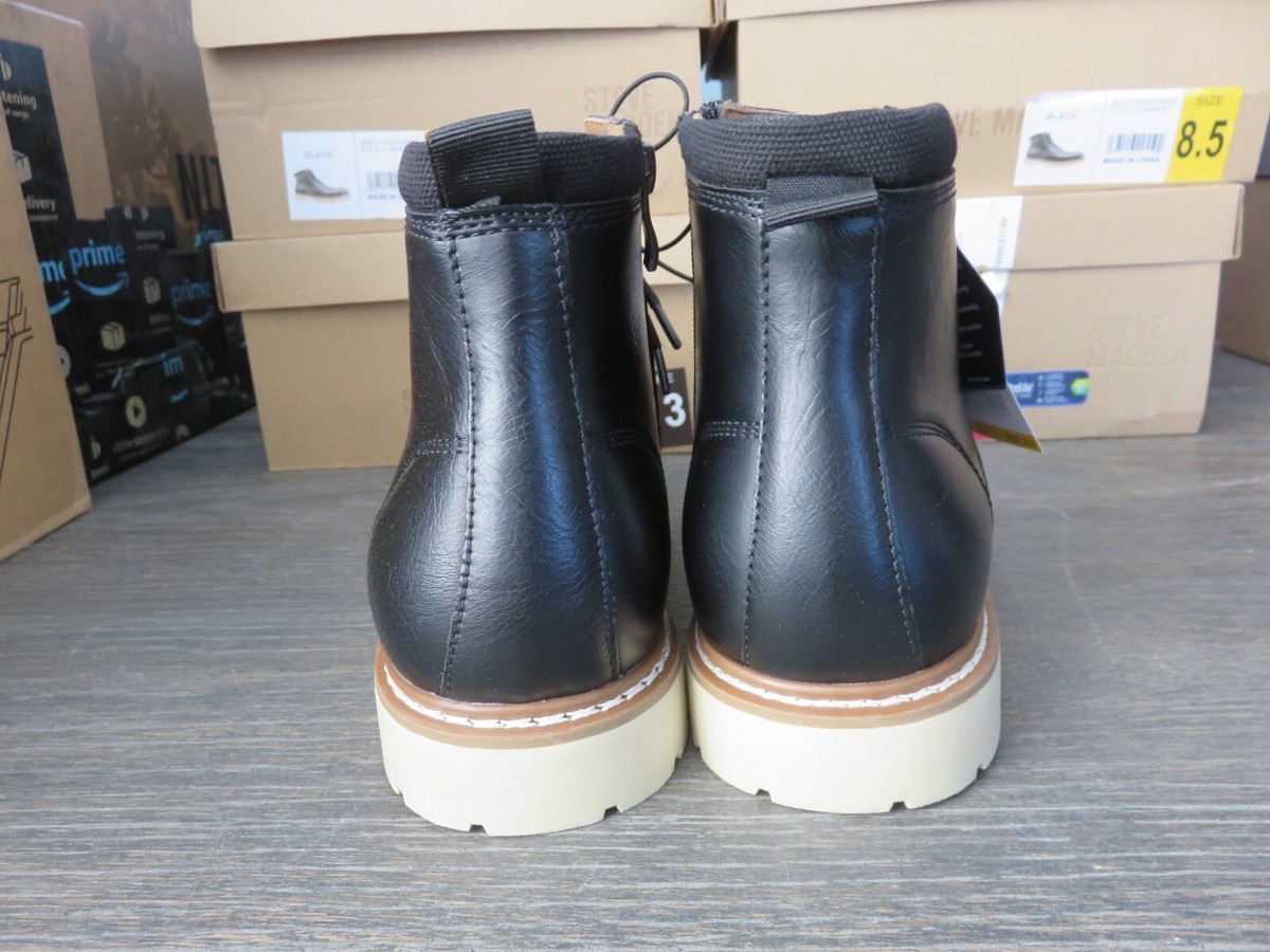 Steve Madden Bowery Boots Mens 9.5 Black Lace Up Side Zip Casual Ankle Boots Amazon.com: Steve Madden Men main image 2