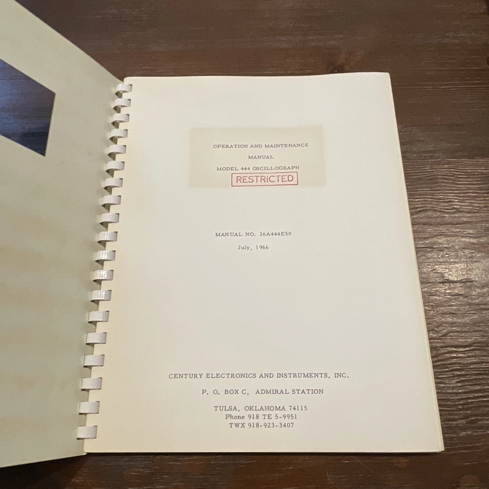 Century Electronics Model 444 Oscillograph Operation Manual 26A444E50 ~ 1966 - Image 2 of 3