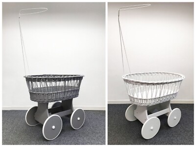 grey wicker crib