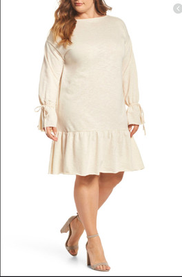 eggshell pink shift dress