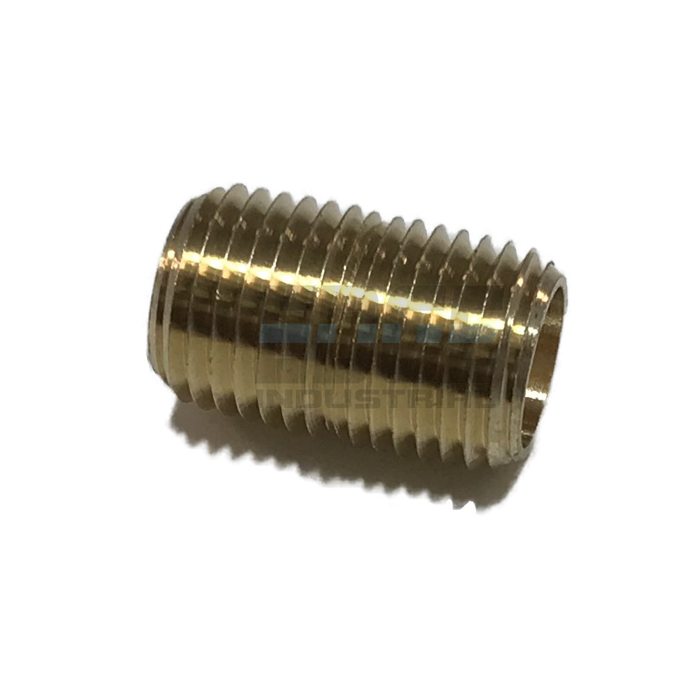 BRASS CLOSE NIPPLE 1/4" MALE NPT MNPT FUEL/AIR/WATER/OIL/GAS WOG