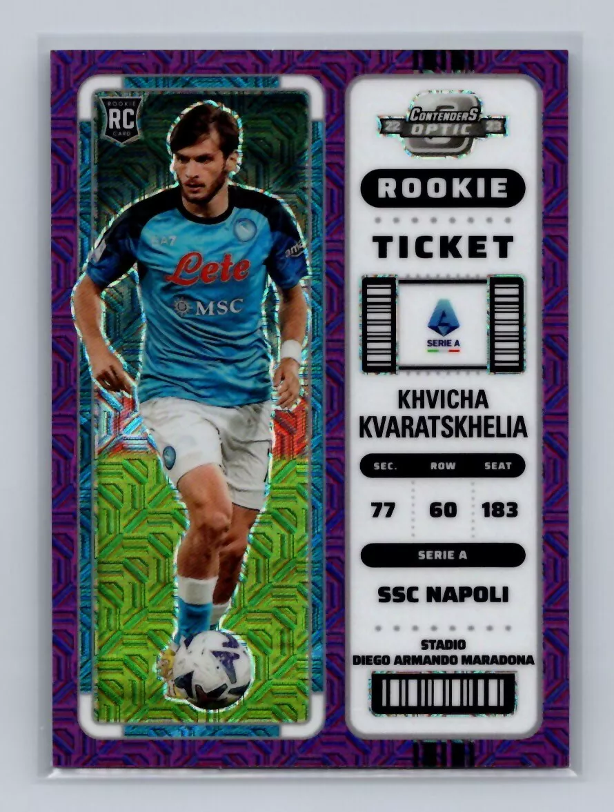 Khvicha Kvaratskhelia RC 2022-23 Panini Optic Rookie Ticket NAPOLI Purple Mojo