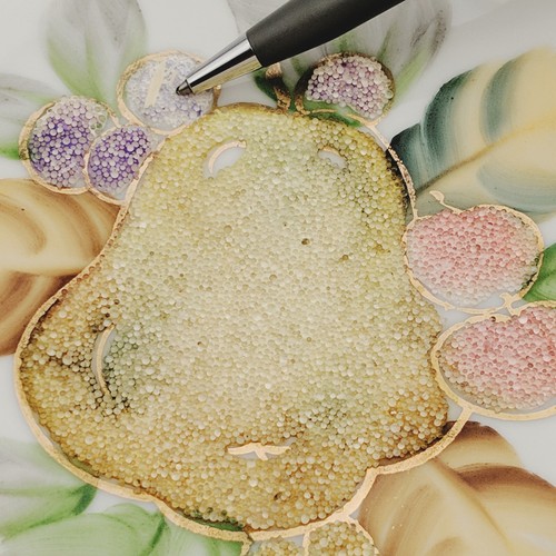 Vtg Wheelock Peoria Japan Textured 3D Pear Peach Grapes Fruit Plates Set Of 2 - Picture 9 of 12