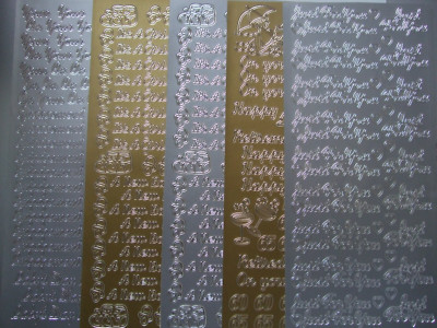 5 Blatt gemischter Spruch Peel-Offs 2 Gold und 3 Silber Packung 39