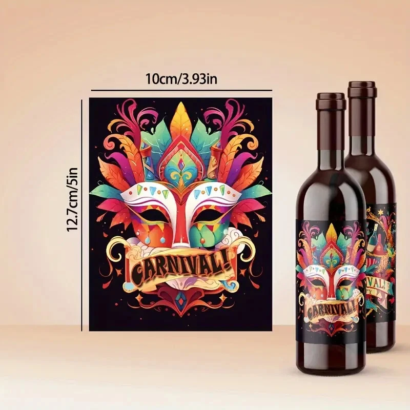 9 ETIQUETAS ADHESIVAS PARA BOTELLAS DE CERVEZA DE VINO MARDI GRAS DECORACIÓN DE MESA DE FIESTA REFRESCO Foto 3 de 3