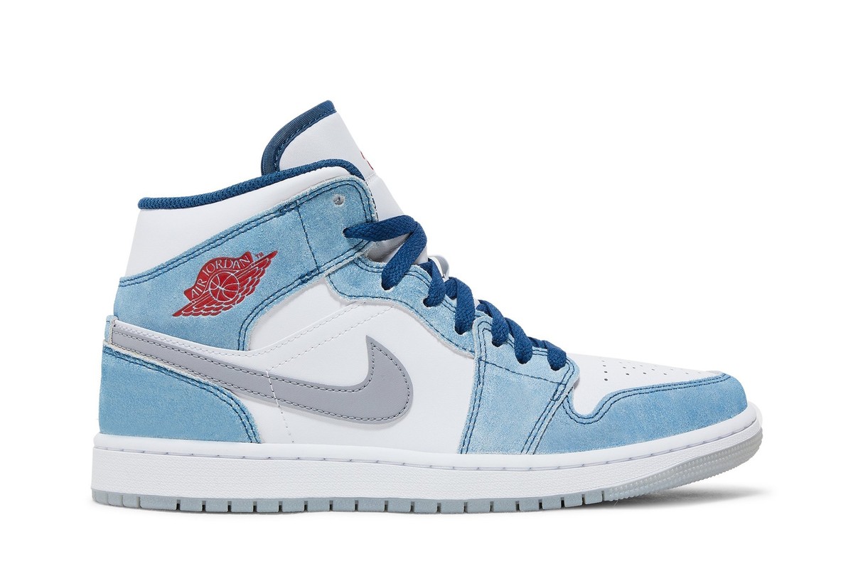 ★[NIKE]★WS AIR JORDAN 1 Mid French Blue Gym Red★ Nike Air Jordan 1 Mid Knicks Blue Orange FD1029-400 Men's
