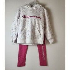Champion Girls' Polka Dot Hoodie and Leggings Set Casual Sportswear Outfit
