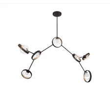 Mid Century Modern  LED Abstract  Pendant 7 Light 36" Wide Park Harbor Ceiling