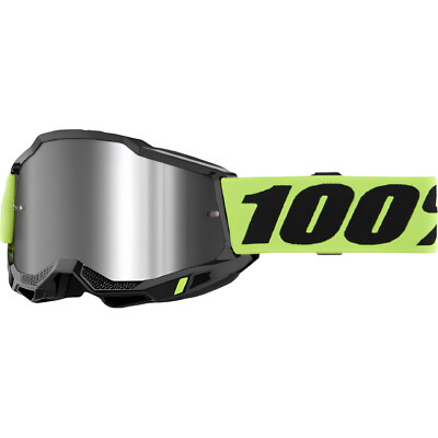 100% Accuri 2 EXTRA Neon Yellow Brille Cross Mountainbike MX Gläser silber 
