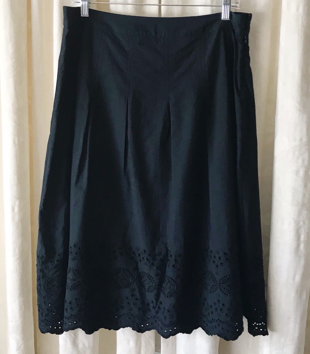 Lindor Petite Black Cotton Eyelet Full Skirt Petite Size 12