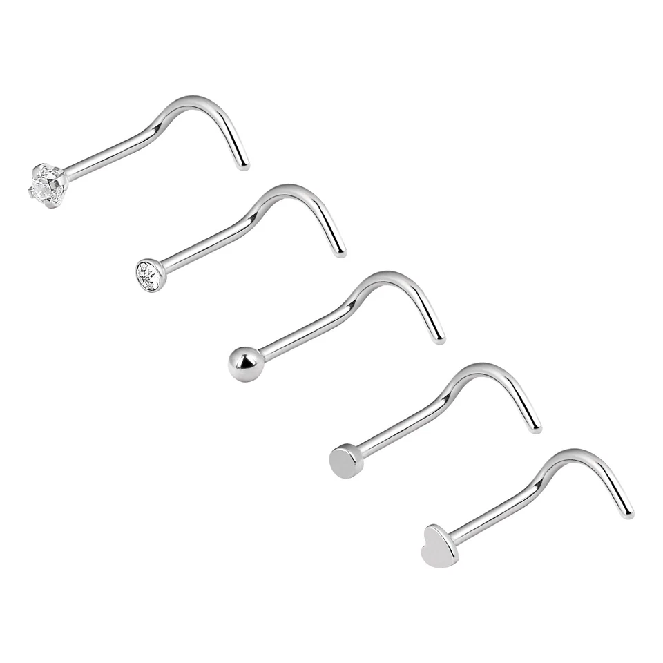 Kit de 30 piezas de anillos de nariz de perno prisionero de nariz de acero quirúrgico tornillo delgado L curvado hueso 20G Foto 3 de 4