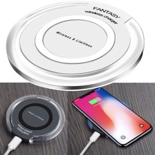 White Wireless Charger Fast Charging Pad For Galaxy Note 8 S9 S8 iPhone X 8