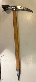 Vintage Chouinard Bamboo Ice Ax 28" Piolet Double Toothed Transitional 1970s