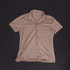 Reiss Caspa Button Up Shirt Mens Large Beige Short Sleeve Cuban Collar Cotton